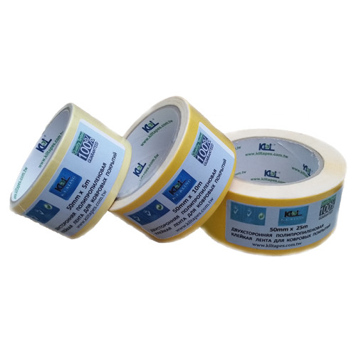 Двосторонній скотч 50 мм *10 м KLL для лінолеуму на поліпропіленовій основі Двосторонній скотч 50 мм *10 м KLL для лінолеуму на поліпропіленовій основі