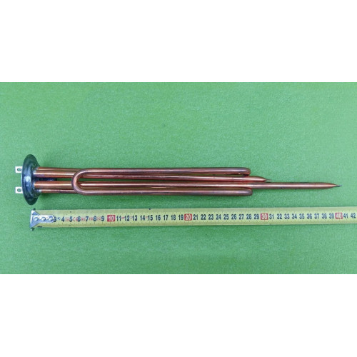 Тен 2000W / 220V / на фланці Ø63мм / для бойлерів Thermex гнутий МІДНИЙ (з 2 трубками під термостати) Туреччина Тен 2000W / 220V / на фланці Ø63мм / для бойлерів Thermex гнутий МІДНИЙ (з 2 трубками під термостати) Туреччина