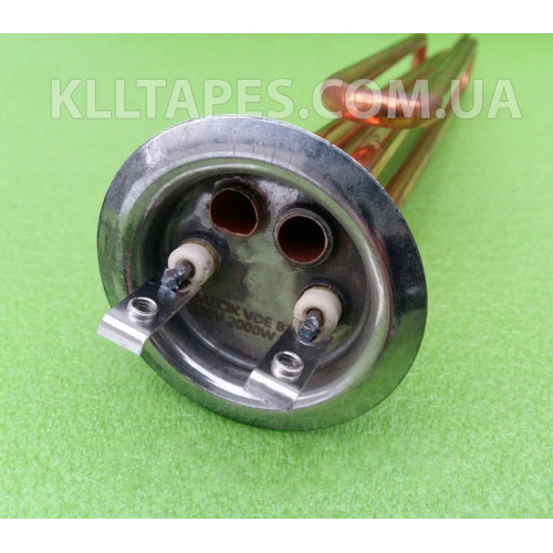 Тен 2000W / 220V / на фланці Ø63мм / для бойлерів Thermex гнутий МІДНИЙ (з 2 трубками під термостати) Туреччина Тен 2000W / 220V / на фланці Ø63мм / для бойлерів Thermex гнутий МІДНИЙ (з 2 трубками під термостати) Туреччина